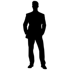 Business man standing pose vector silhouette, professional business man vector illustration