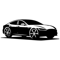 Black color car vector silhouette, car vector illustration, a simple car icon vector