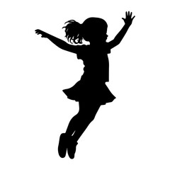 A Child jumping vector silhouette, a Child are Playing on the filed vector silhouette