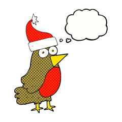 freehand drawn thought bubble cartoon robin