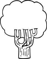 line drawing cartoon blooming tree