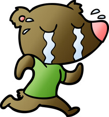 cartoon crying bear running