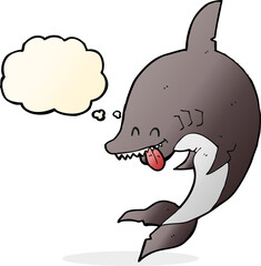 funny cartoon shark with thought bubble
