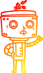 warm gradient line drawing of a cartoon robot