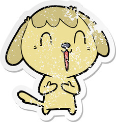 distressed sticker of a cute cartoon dog