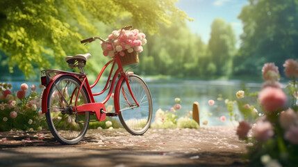 Fototapeta premium bicycle in fresh summer park.