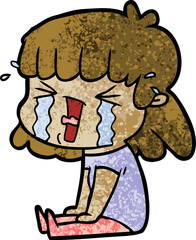 cartoon woman in tears