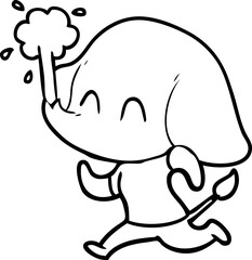 cute cartoon elephant spouting water