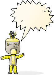cartoon waving robot with speech bubble