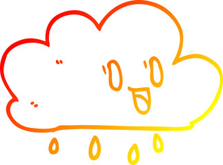 warm gradient line drawing of a cartoon expressive weather cloud
