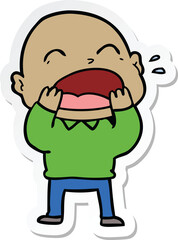 sticker of a cartoon shouting bald man