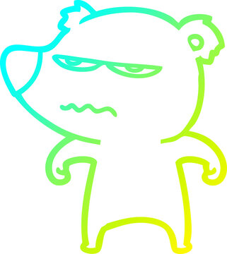 recommend clip art: cold gradient line drawing of a annoyed bear cartoon