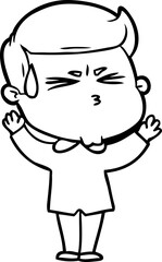 cartoon man sweating