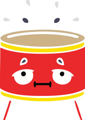 flat color retro cartoon of a drum