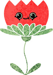 retro illustration style cartoon of a flower