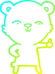 cold gradient line drawing of a happy cartoon bear
