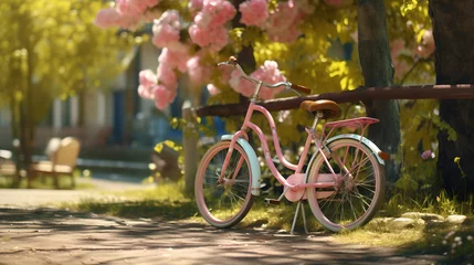 Gordijnen bicycle in fresh summer park. © Sagar