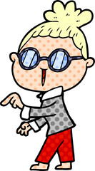 cartoon woman wearing spectacles
