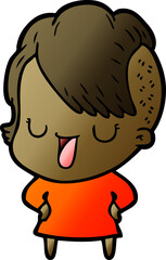 cute cartoon girl with hipster haircut