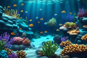 Fototapeta na wymiar A lovely undersea habitat is shown in this cartoon .
