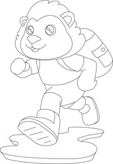 Lion Hiker Backpack Animal Vector Graphic Art Illustration