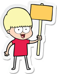 sticker of a happy cartoon boy