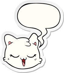 cartoon cat face with speech bubble sticker