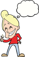 cartoon man snapping fingers with thought bubble