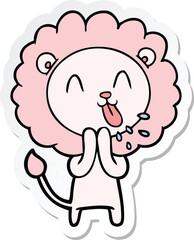 sticker of a happy cartoon lion
