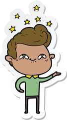 sticker of a cartoon excited man