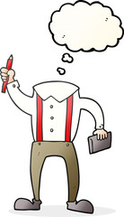 freehand drawn thought bubble cartoon headless body with notepad and pen (add own photos)