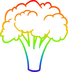 rainbow gradient line drawing of a Cartoon broccoli