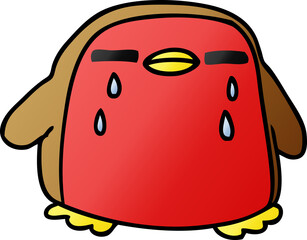 freehand drawn gradient cartoon cute kawaii red robin