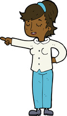 cartoon friendly woman pointing