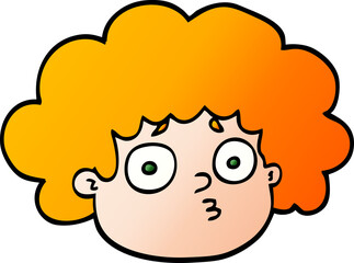 vector gradient illustration cartoon big hair boy