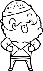 man with beard sticking out tongue