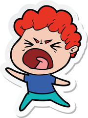 sticker of a cartoon furious man