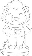 Lion Coffee Cup Animal Vector Graphic Art Illustration