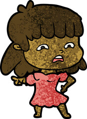 cartoon worried woman