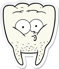 sticker of a cartoon whistling tooth