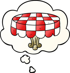 cartoon table with thought bubble in smooth gradient style