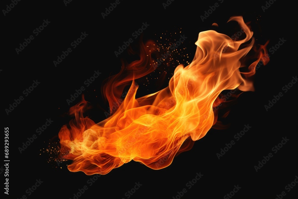Aufkleber a close up shot of a vibrant fire on a black background. this image can be used to depict concepts s