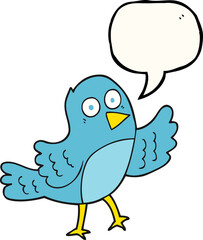 freehand drawn speech bubble cartoon bird