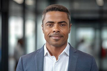 Obraz premium Business man executive standing in office. Confident professional manager, confident businessman investor looking at camera, headshot close up portrait.