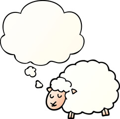 cartoon sheep with thought bubble in smooth gradient style