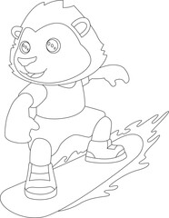 Lion Snowboarder Snowboard Winter sports Animal Vector Graphic Art Illustration
