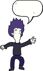 cartoon vampire with speech bubble