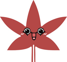 flat color retro cartoon of a autumnal leaf