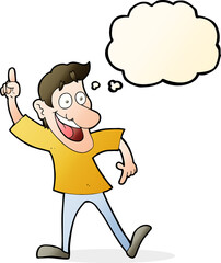 cartoon man with great idea with thought bubble