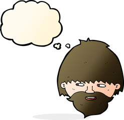 cartoon bearded man with thought bubble